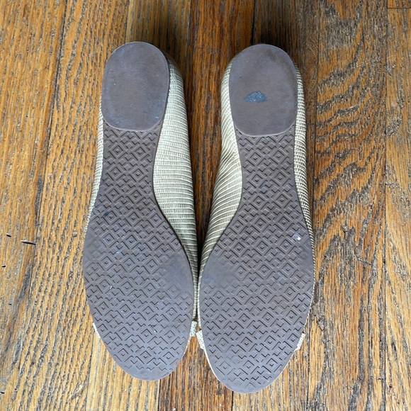 EUC Tory Burch Tan Mini Miller Snakeskin Leather Print Ballet Flats - Size 8M - Picture 5 of 6